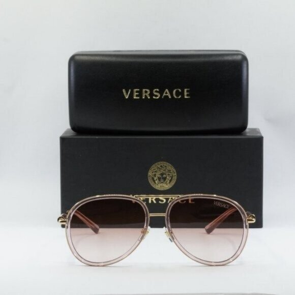 FINAL PRICE NEW VERSACE VE2260 100213 BROWN PINK GRADIENT SUNGLASSES - Picture 1 of 10